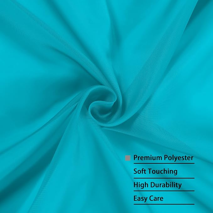 OWENIE Turquoise Blue Sheer Curtains, Sheer Curtains 84 inch Length 2 Panels Set - Image 4