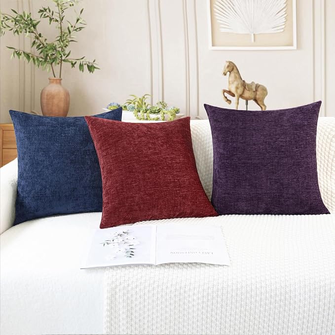 CaliTime Throw Pillow Covers Decorative 24 X 24 Inches Pack of 2 Cozy Chenille - Image 5