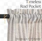 jinchan Linen Valance Curtain Striped Grey Small Window Curtain Double Layer - Image 6