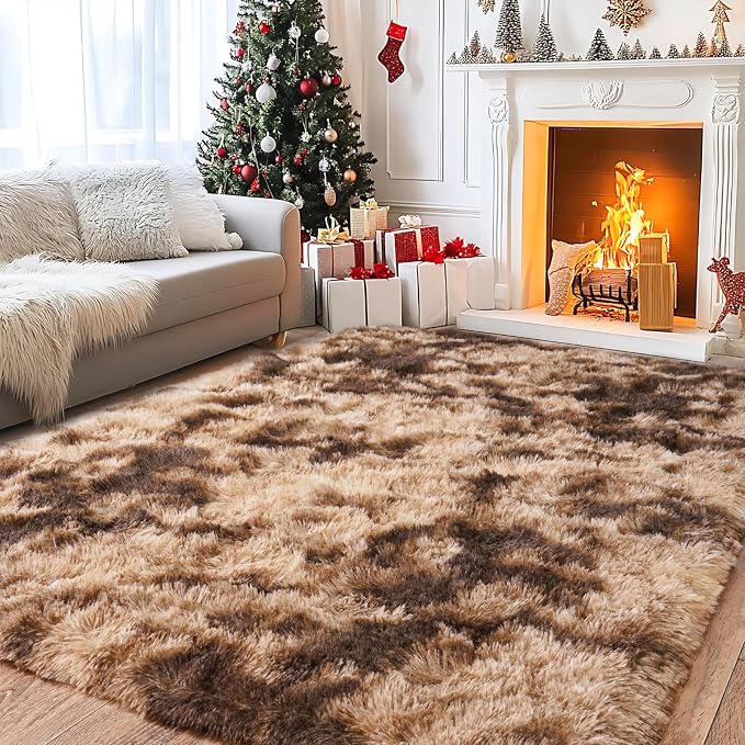 Pionblank Large Area Rug for Living Room 6x9 Feet, Modern Soft Shag Brown Rug by PIONBLANK