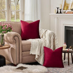 GIGIZAZA Burgundy Pillow Covers 24x24: Pack of 2 Throw Pillows Soft Solid Covers - Image 3