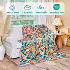 MSGKV Boho Throw Blanket for Couch 50"x60" 100% Cotton Jungle Animal Blanket - Image 2