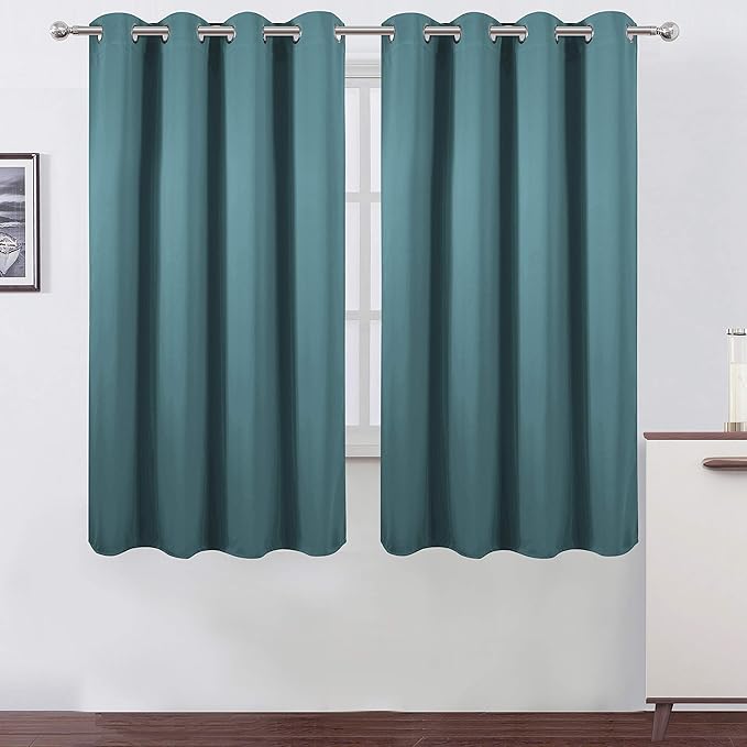 LEMOMO Sea Teal Thermal Blackout Curtains/52 x 63 Inch/Set of 2 Panels Room by Lemomo
