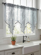 Molaxhome Swag Curtain 51 inch Length Rod Pocket Scalloped Curtain Valance - Image 4