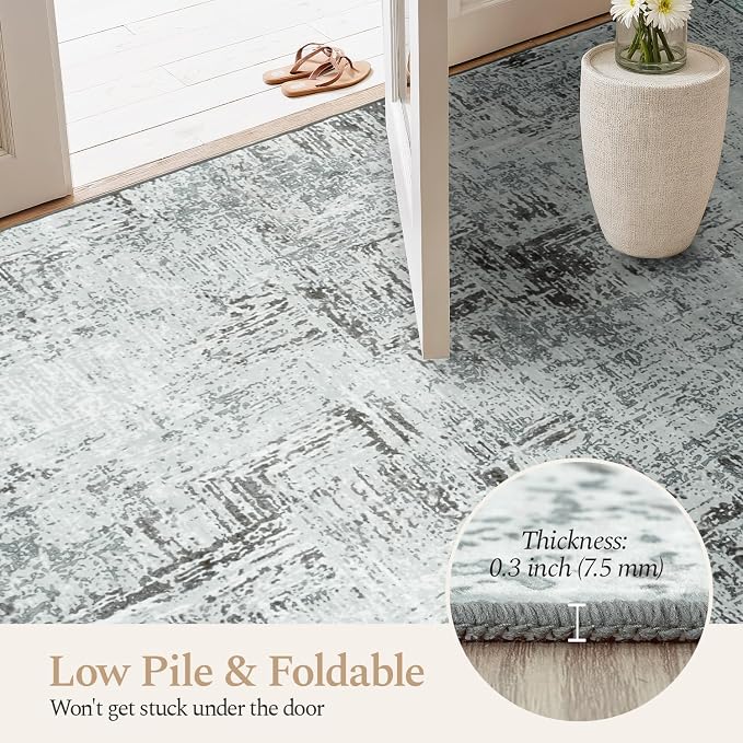 Rugflix 9x12 Washable Area Rugs, Neutral Boho Carpet Living Room Rug Non Slip - Image 6