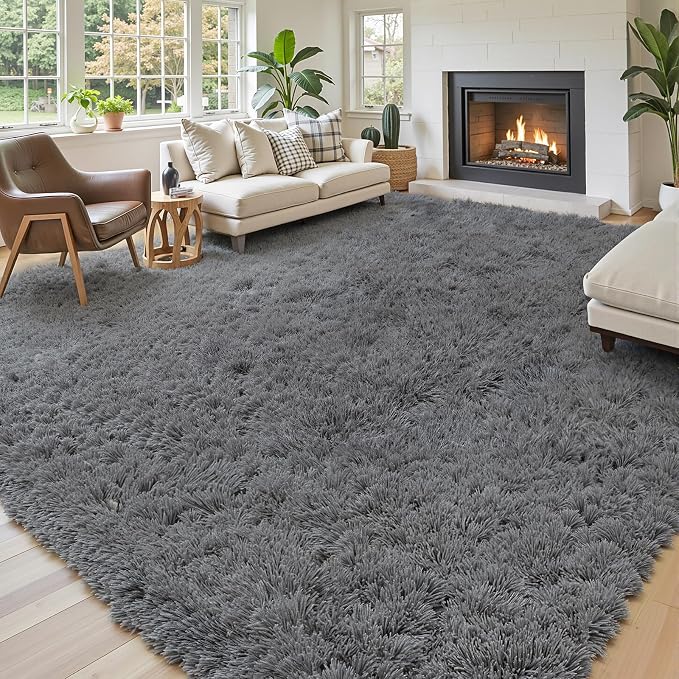 Area Rugs 10x14 Living Room, Shaggy Carpet Soft Plush Furry Bedside Rug Large by Junhejiamei