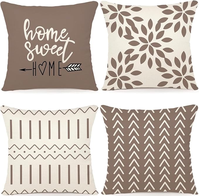 YCOLL Pillow Covers 18x18 Set of 4, Modern Sofa Throw Pillow Cover, Decorative by PillowCoversExpert
