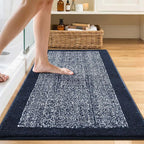 48x24 Long Bathroom Rugs Washable Non Slip, Dark Blue Bath Mat - Image 2