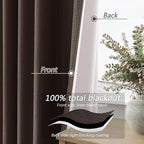 Guken Brown 100% Blackout Curtains 63 Inch Length 2 Panels Set - Image 3