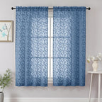 Chyhomenyc Dusty Blue Sheer Curtains 63 Inch Length 2 Panels Set, Light by Chyhomenyc
