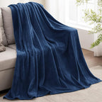 BEDELITE Fleece Blanket Twin Size Navy Blue Throw Blankets - Image 5