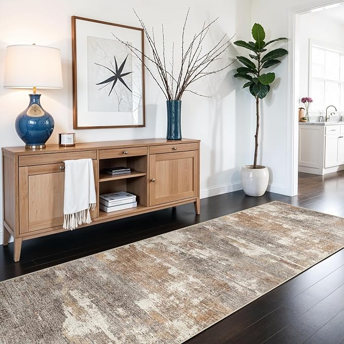 3x6 Washable Kitchen Runner Rug: Modern Abstract Runners - Image 2