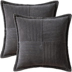 MIULEE Dark Grey Corduroy Decorative Euro Sham Pillow Covers 24x24 Inch - Image 6