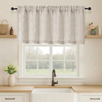 OVZME Valance for Windows, Light Filtering Faux Linen Textured Small Cafe by OVZME
