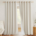 NICETOWN Full Blackout Natural Linen Curtains 102" Length - Image 2