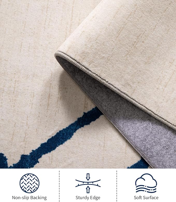 YIHOUSE Boho Rugs for Living Room, 6x9 Western Beige and Blue Area Rug - Image 6