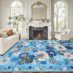 Area Rugs 9x12 Living Room Washable Rug Non Slip Floral Low Pile Large Rug by WelcometoBabovid