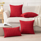 MIULEE Pack of 2 Red Corduroy Decorative Pillow Covers 18x18 Inch Soft Boho - Image 9