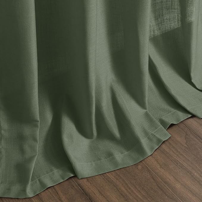 Nanspring Forest Green Linen Curtains 63 Inch Length - Image 8