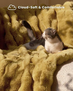 Ultra Soft Cozy Faux Fur Throw Blanket, Fuzzy Plush Thick Bubble Blanket - Image 2