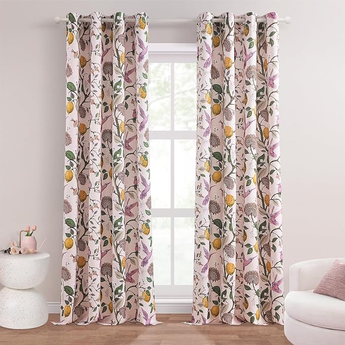 Topfinel Floral Curtains 84 Inch Length 2 Panels Set Pink Spring French Country by Topfinel