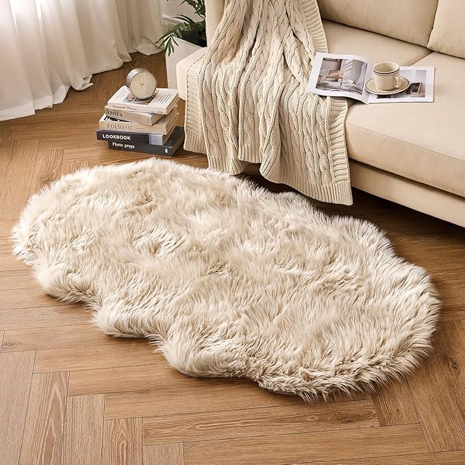 MIULEE Luxury Soft Fluffy Area Rug 3x5 Feet, Faux Fur Sheepskin Rug Decorative - Image 5
