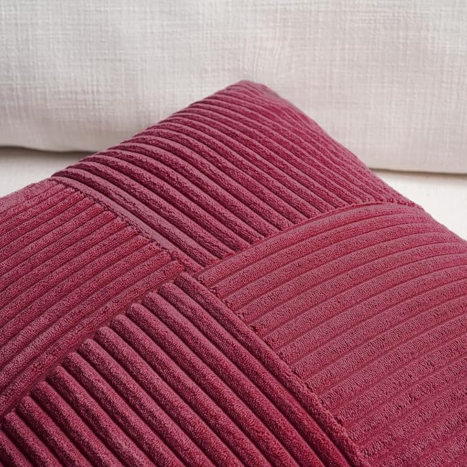 Fancy Homi 2 Packs Burgundy Lumbar Decorative Throw Pillow Covers 12x20 Inch - Image 3