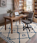 YIHOUSE Boho Rugs for Living Room, 6x9 Western Beige and Blue Area Rug - Image 9