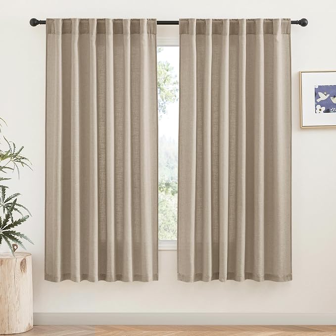 RYB HOME Semi Sheer Linen Blend Curtains by RYBHOME