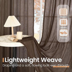 BGment Brown Linen Curtains 80 Inches Long - Image 4