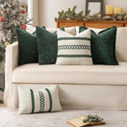 MIULEE Set of 2 Dark Green Boho Christmas Decorative Lumbar Pillow Covers 12x20 - Image 2