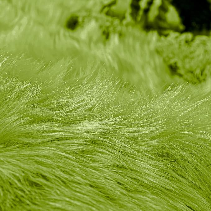 Goolela Lime Green Circle Rugs 4ft Fluffy Fuzzy Furry Rug - Image 6