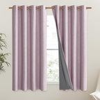 NICETOWN Pink Vintage Linen 100% Blackout Curtains - Image 2