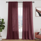 Extra Long Burgundy Linen Curtains 120 Inch by Nanspring
