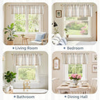 jinchan Valance Curtain Linen Textured Striped Window Curtain - Image 8