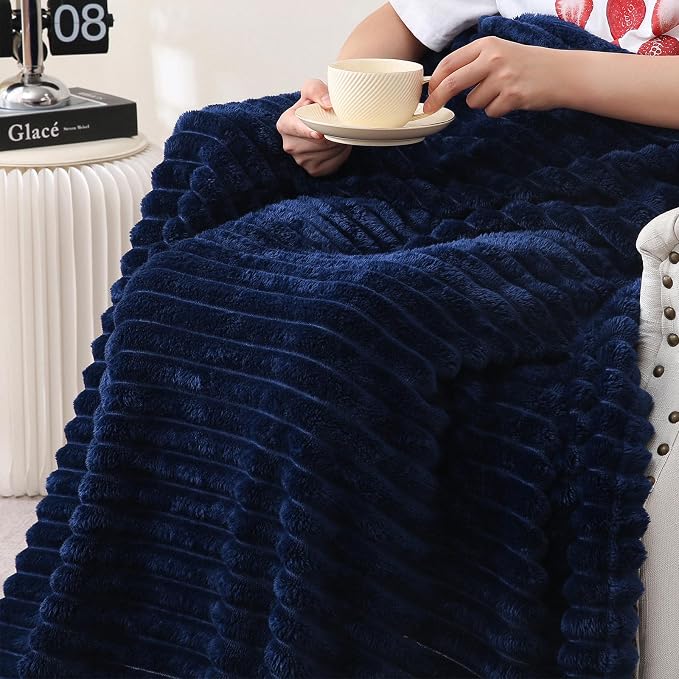 Navy Blue Fleece Throw Blanket 60”×80” - Image 4
