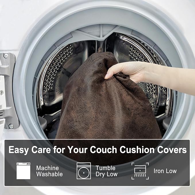 Leather Look Couch Cushion Covers Sofa Seat Slipcovers Sets Couches Furniture - Image 9