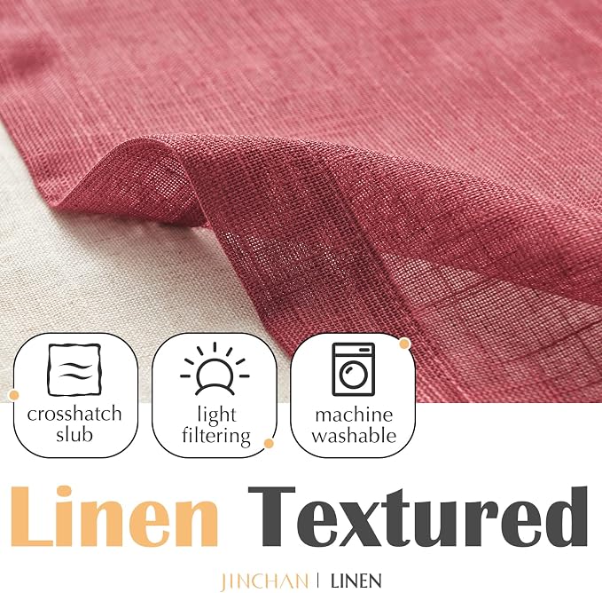 jinchan Linen Valance for Farmhouse Living Room Windows 16 Inch Slubbed Crossed - Image 8