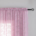 YJ YANJUN Vintage Lace Curtains 96 Inches Long-Victorian Floral Pattern Lilac - Image 3