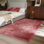 AMTOVO Faux Fur Sheepskin Rug for Living Room, 4 x 6 ft Blush Pink Fluffy Area - Image 5