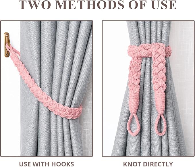NICEEC 4 Pack Natural Cotton Rope Curtain Tiebacks Elegant Boho Style - Image 5