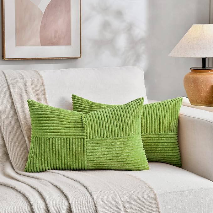 Fancy Homi Set of 2 Lime Green Lumbar Decorative Throw Pillow Covers 12x20 Inch - Image 5