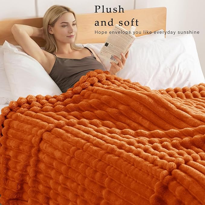Exclusivo Mezcla Twin Size Flannel Fleece Blanket, Super Soft Striped Jacquard - Image 2