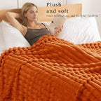 Exclusivo Mezcla Twin Size Flannel Fleece Blanket, Super Soft Striped Jacquard - Image 2