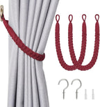 NICEEC 2 Pack Natural Cotton Rope Curtain Tiebacks Elegant Boho Style by NICEEC