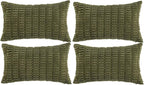 Fancy Homi 4 Packs Boho Moss Green Decorative Throw Pillow Covers 12x20 Inch by Fancy+Homi