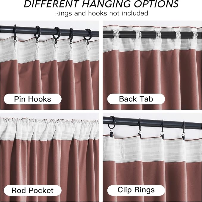 RYB HOME Pink Velvet Curtains 72 inches - Image 4