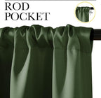 NICETOWN Dark Green Blackout Cafe Satin Curtains - Image 2