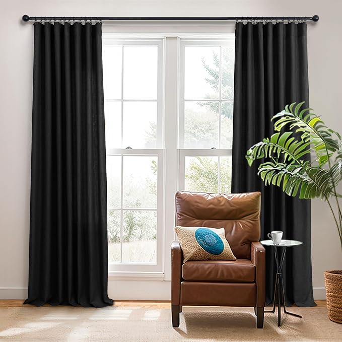 Modern Black Linen Curtains 96 Inches Long - Image 6