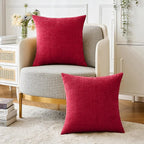 MIULEE Pack of 2 Red Couch Throw Pillow Covers 18x18 Inch Soft Cushion Covers - Image 4